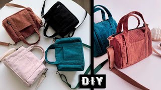 DIY Bag Making From Cloth Velvet Zip Bag with Pockets Design [upl. by Hedwig]