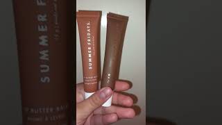 Swatching summer fridays hot cocoa and iced coffee lip butter balms sephora shorts swatches [upl. by Lekcim]