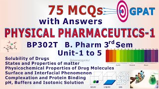 Physical Pharmaceutics1 75 MCQs with answers Unit 1 to 5 BP302T B Pharm 3rd Sem 2nd Year [upl. by Lati573]