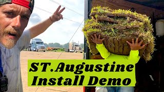 St Augustine SOD Installation  Stihl MM 55 C Tiller  Eclipse Lawn Care [upl. by Stephenson]