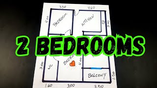 HOW TO DRAW PLAN HOUSES 2 BEDROOMS STEP BY STEP [upl. by Ahseiuqal]