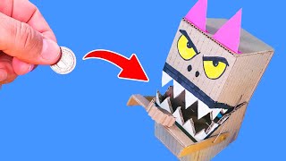 How to make Paper Coin Bank Toy Funny Cardboard ATM Machine  DIY halloweencraft [upl. by Eicaj]