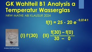 GK Prüfungsteil B1 Analysis Mathe Abi Klausur NRW 2024 Aufgabe a Wasserglas [upl. by Abdulla]