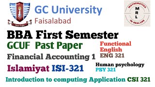 GCUF Past Papers of BBA First Semester MRL Punjabi [upl. by Ykroc]