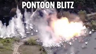 Dramatic moment Ukraine forces blow Russian pontoon bridges to pieces during Kursk assault [upl. by Ilak]