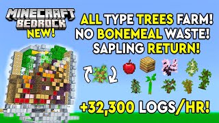 BEST All Trees Farm Minecraft Bedrock Tutorial  32300HR  MCPEXboxPSSwitchWin10 [upl. by Vasily]