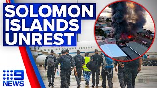 Australian police arrive in Solomon Islands to help with unrest  9 News Australia [upl. by Nye]