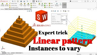 Solidworks expert trick  Linear pattern with instances to vary  Solidworks tutorial in hindi [upl. by Bunde]