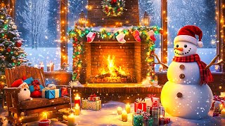 Winter Ambience  Cozy JAZZ Christmas Ambience with Fireplace  Relaxing Snowfall [upl. by Adliw169]