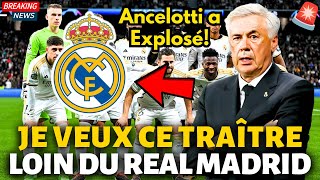 💥EXPLOSÉ CONFIRMÉ IL NE JOUERA PLUS POUR REAL MADRID  ANCELOTTI FURIEUX NOUVELLES DU REAL MADRID [upl. by Hotze281]