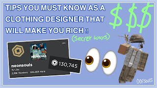 10 Tips you MUST know as a ROBLOX CLOTHING DESIGNER 🔥  HOW TO EARN PROFIT AND GROW  00FSouls [upl. by Krishnah875]