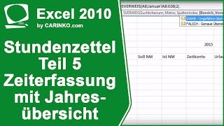 Stundenzettel Zeiterfassung Übersicht in Excel erstellen Teil 5  carinkocom [upl. by Llenrev36]