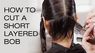 How to Cut a Short Layered Bob  Textured Pixie Razor Haircut Tutorial  Kenra Professional [upl. by Rod]