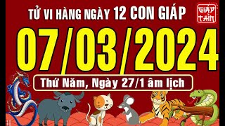 Tử vi hàng ngày Thứ Năm 07032024 của 12 con giáp chuẩn xác nhất Bản Full [upl. by Naara]