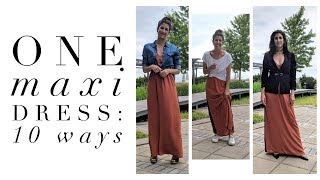 One Maxi Dress 10 Ways  How to Style Basics  Capsule Closet  Minimalism [upl. by Burnsed384]