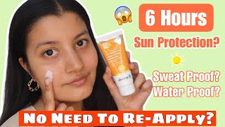 New Derma Co Hyaluronic Acid Long Lasting Sunscreen Review  6 HR Sun Protection [upl. by Suoirrad]