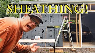 CARPORT TO GARAGE CONVERSION pt 4  SHEATHING THE BACK WALL diygarage [upl. by Micheline416]