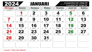 KALENDER TAHUN 2024 LENGKAP DENGAN LIBUR NASIONAL [upl. by Ryley]