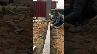 How to install a sidewalk curb 🦾 landscape pavers construction work sidewalk garden [upl. by Adnirol387]