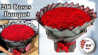 How To Make 200 Roses Bouquet  200 Red Rose Bouquet  100 Rose Bouquet  Big Bouquet  Dream Flower [upl. by Vastha]