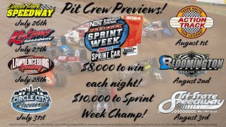 37th Indiana Sprint Week for the USAC AMSOIL Sprint Car Series Pit Crew Previews [upl. by Okihsoy]