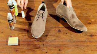 Collonil UK  How to Clean light Nubuk amp Suede leather shoes [upl. by Ahsym372]