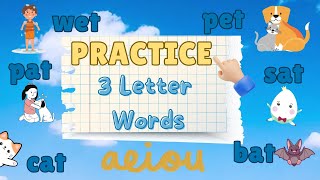 3LETTER WORDS l PRACTICE READING l COLLECTIVE VOWELS  A E I O Uviral [upl. by Raven835]