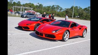 Lamborghini Huracan vs Ferrari 488 GTB 14 Mile Drag Racing with DragTimes [upl. by Erna]