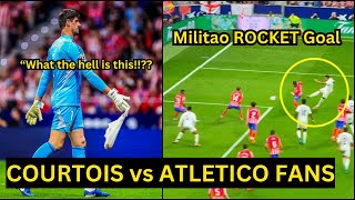 Eder Militaos CRAZY GOAL cause ATLETICO fans to be FURIOUSSee how objects thrown at Courtouis [upl. by Orin]