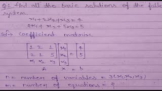 Matrix Form Of LPP In HindiOperation Research Matrix Method Of LPPBasic Feasible Solution [upl. by Ruenhs]