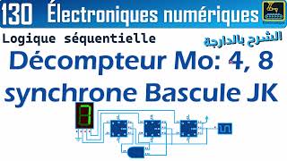 130 Décompteur synchrone Modulo 4 et 8 synchrone Bascule JK [upl. by Aissela]