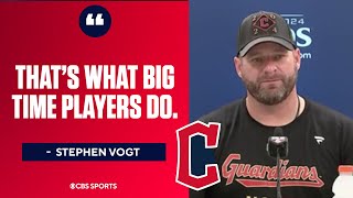 Stephen Vogt discusses Lane Thomass clutch GRAND SLAM off Tarik Skubal  Press Conference [upl. by Spielman]