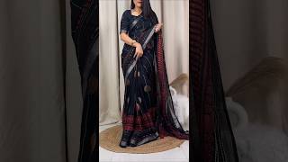 Black trending cotton linen saree with sequin work contact 9884792857 trending saree shorts [upl. by Nilrem]