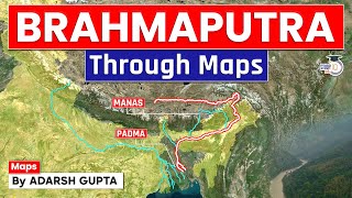 Brahmaputra River System Through Map  Tributaries of Brahmaputra  UPSC Prelims amp Mains [upl. by Gustie753]