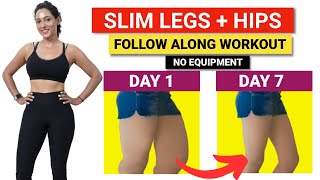 SLIM and TONED THIGHS in 7 Days  12 Min Beginner Slim Leg Home Workout No Jump  Follow Along [upl. by Ameen]