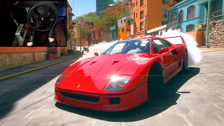 Ferrari F40 GYMKHANA DRIFTING  Forza Horizon 5  Steering Wheel Gameplay [upl. by Nyvlem]