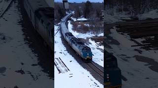 VIA Rail The Canadian passing Washago in winter viarail washago winter [upl. by Damle]