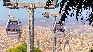 Awesome Barcelona Views Riding The Montjuïc Cable Car [upl. by Joacima649]