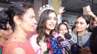 Miss India World 2017 Manushi Chhillars Grand Welcome At The Delhi Airport [upl. by Ultima]