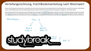 Verteilungsrechnung Frachtkostenverteilung nach Warenwert  Kaufmännisches Rechnen [upl. by Liamsi]