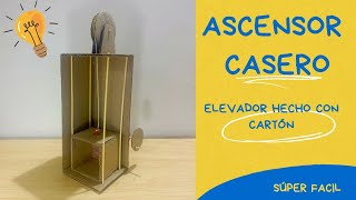 como hacer un ASCENSOR o ELEVADOR con carton poleas y bielas muy facil [upl. by Adnolrehs882]