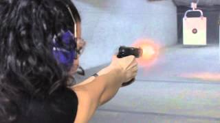 Girl shooting a Girsan 1911 45 Slow motion [upl. by High]