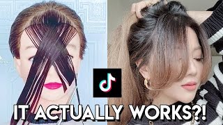 DIY CURTAIN BANGS TRYING VIRAL TIK TOK TUTORIAL [upl. by Nothgierc881]