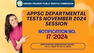 APPSC DEPARTMENTAL TESTS NOVEMBER 2024 SESSION RELEASED [upl. by Retsam]