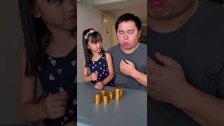 Gold coin prank on dad 🤣😱❤️👶🏻🚀🌈👧🏻✅ [upl. by Lazaro573]