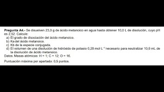 Química Modelo 2021 Ácidos y bases Ejercicio A4 [upl. by Anada]