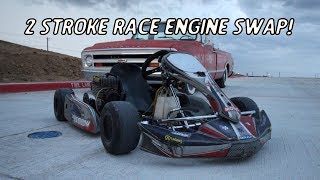 Racing Go Kart Gets a KT100 2 Stroke Racing Engine Swap [upl. by Eidarb]