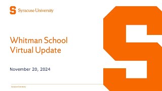 Whitman Deans Fall 2024 Update [upl. by Rednazxela]