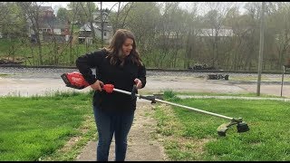 My New Battery Powered Weed Eater  Milwaukee Battery Powered Tools  Kelsey June [upl. by Buddy]