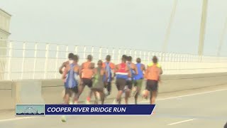 Elite and top runners make their way up the Ravenel Bridge [upl. by Harli]